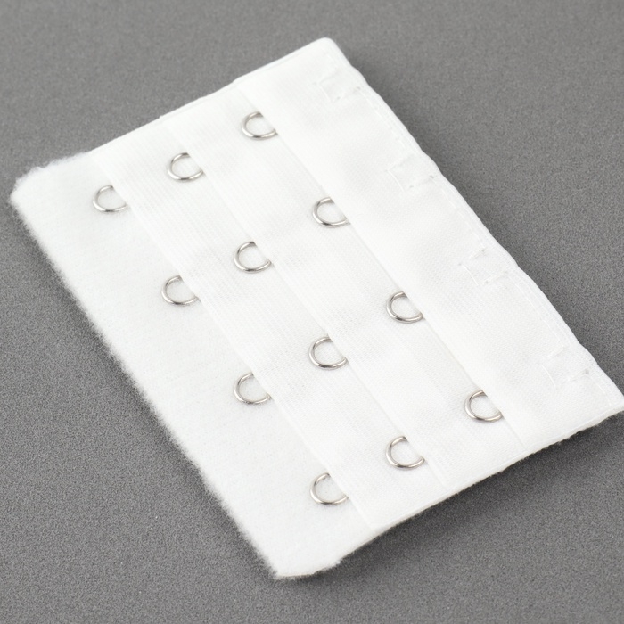 Застёжка-удлинитель для бюстгальтера, 3 ряда 4 крючка, 5 &times; 7,5 см, 3 шт, цвет белый/бежевый/чёрный