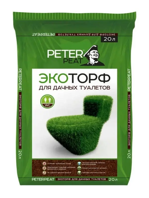 Эко Торф для дачныйх туалетов "PETER PEAT", 20 л