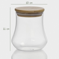 Банка стеклянная для хранения сыпучих продуктов BellaTenero &laquo;Эко&raquo;, 500 мл, 10&times;11 см, с бамбуковой крышкой