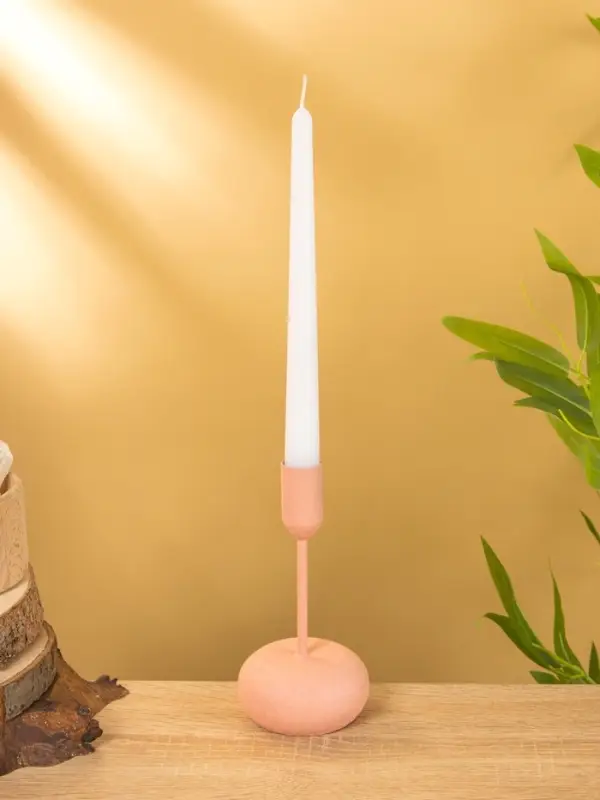 Подсвечник на 1 свечу текстурный "Пудровый розовый" 8х8х15,5 см