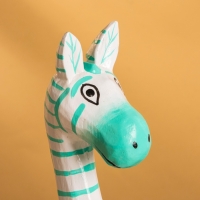 Сувенир &laquo;Зебра&raquo;, 9&times;6&times;33 см, дерево, бело-бирюзовый