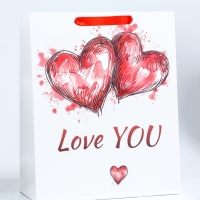 Пакет подарочный ламинированный вертикальный &laquo;Любовь&raquo;, M 26 &times; 32 &times; 12 см