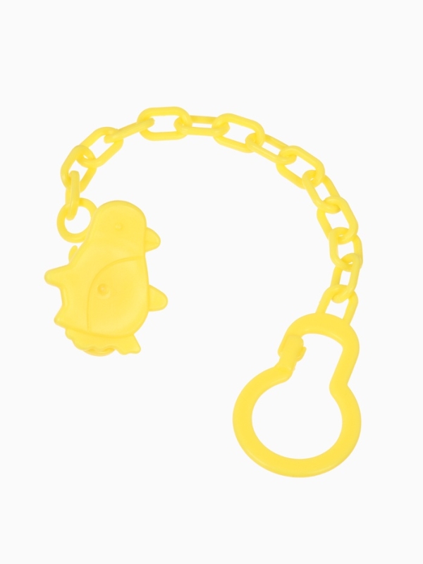 Пустышка классическая, с держателем, +0мес., цвет зеленый/желтый