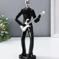 Сувенир полистоун "Гитарист" чёрный с серебром 6,5х15,2х27,5 см