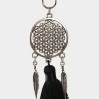 Брелок-кисточка "Ловец снов" 17 см, цв. чёрный, серебристый