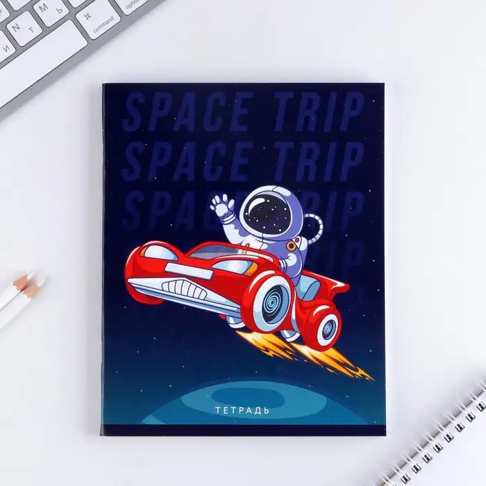 Тетрадь в клетку, 48 л., А5, на скрепке, блок №1 &laquo;Космос&raquo; МИКС