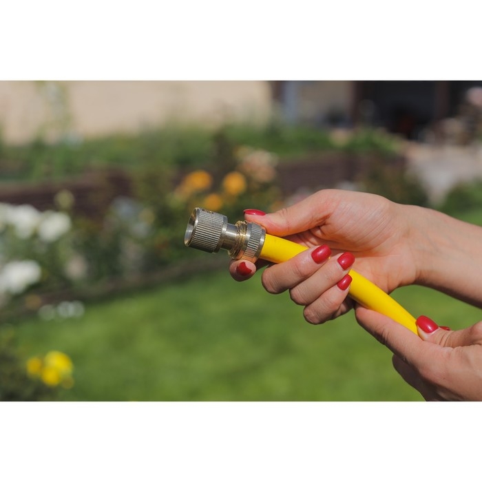 Набор для быстросъёмного соединения шлангов, 1/2" (12 мм), 3 предмета (латунь): коннектор, коннектор с аквастопом, переходник, Greengo