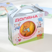 Набор детской посуды из керамики Доляна &laquo;Медвежонок и мёд&raquo;, 3 предмета: кружка 230 мл, миска 400 мл, тарелка d=18 см, цвет белый