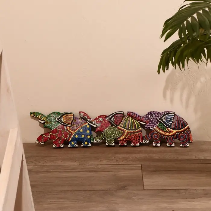 Панно декоративное "Три слона" 50х13х1,5 см МИКС