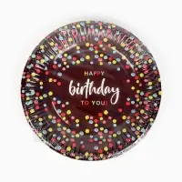 Тарелка одноразовая бумажная &laquo;Happy Birthday&raquo;, конфетти, 18 см