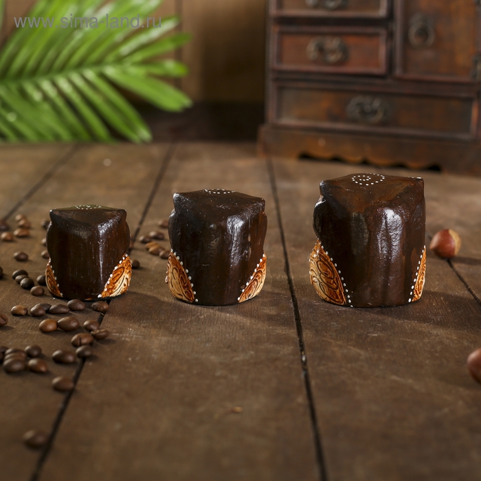 Сувенирный набор дерево "Совы с листьями"(3 шт)  6х14х7 см