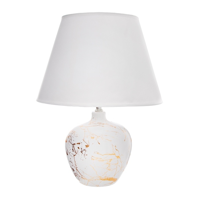 Настольная лампа с абажуром RISALUX &laquo;Сарин&raquo;, Е27, 40 Вт, бело-золотой, 30&times;30&times;39.5 см