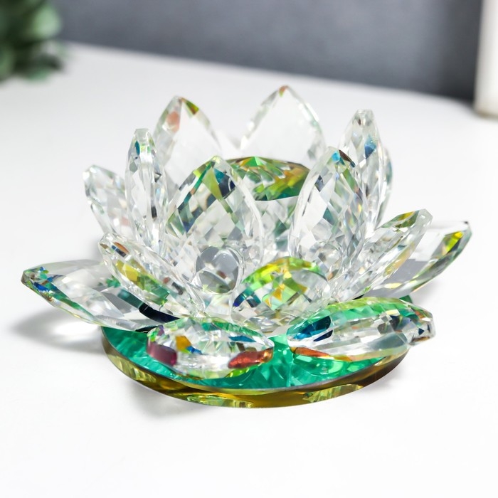 Сувенир стекло "Лотос кристалл трехъярусный голография" d=11 см