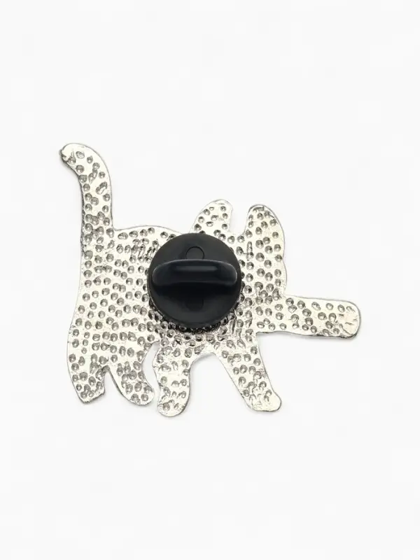 Значок &laquo;Кот&raquo; охотник, цвет чёрный в серебре