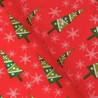 Бумага упаковочная тишью "Зимний лес", красная, 50 х 66 см