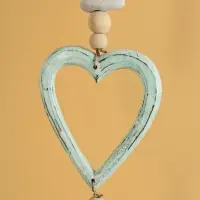 Подвеска декоративная "Сердечки" дерево, камень 13х3х100 см