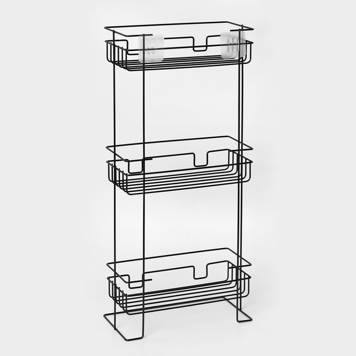 Полка прямоугольная 3-х ярусная, 12,5&times;66&times;29,5 см, цвет черный
