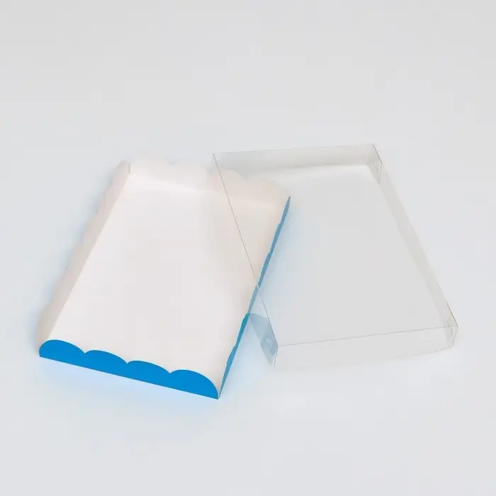 Коробка для печенья, кондитерская упаковка, голубая, 22 х 15 х 3 см