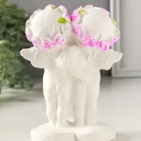 Фигурка гипс &laquo;Ангелочки с медведем&raquo;, 13&times;7&times;9 см, белый с росписью