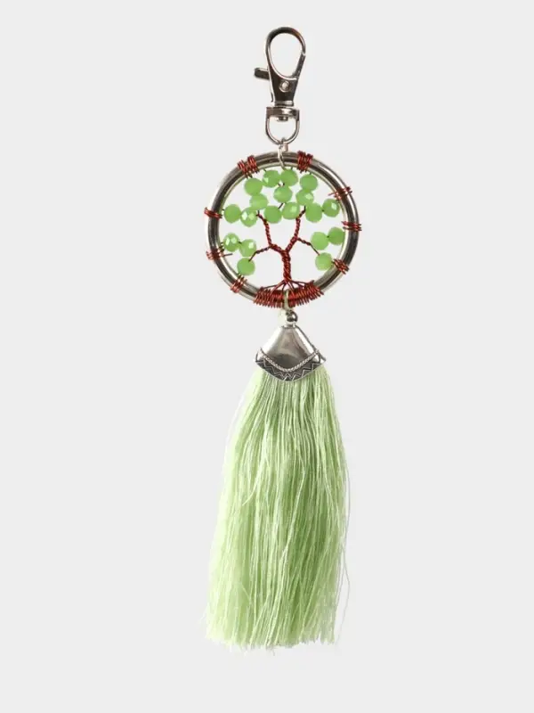 Брелок ловец снов "Древо жизни" 19 см, цв. фисташковый