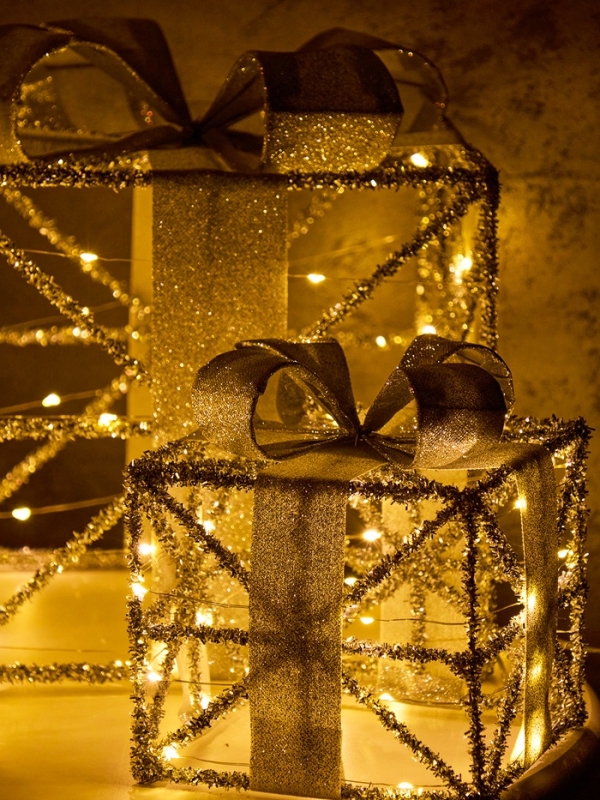 Фигура световая "Кубы серые", 25х20х15 см, 90 LED, батарейки ААх8 (не в компл.), свечение тёплое белое