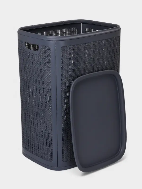 Плетёная корзина для белья с крышкой "Лён" 75л 43&times;32&times;60см, цвет графит