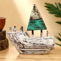 Сувенир "Кораблик" дерево 16х6х17 см, цв. коричнево-зелёный