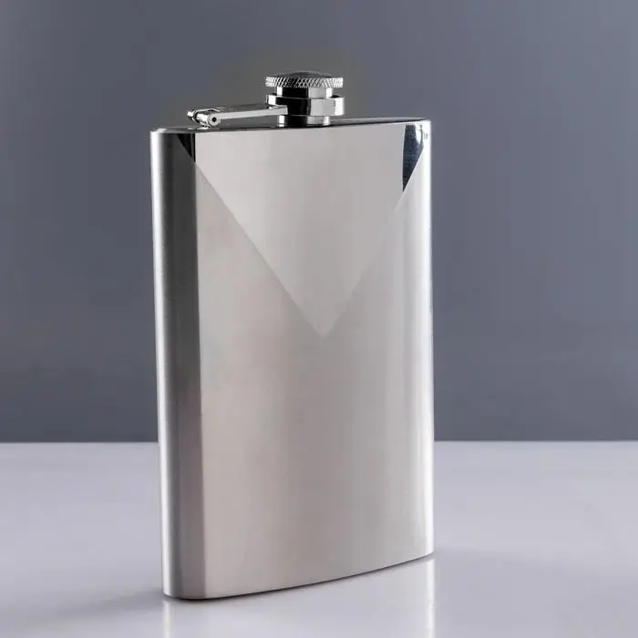 Фляжка под нанесение Drake, 240 мл, металл, хромированная