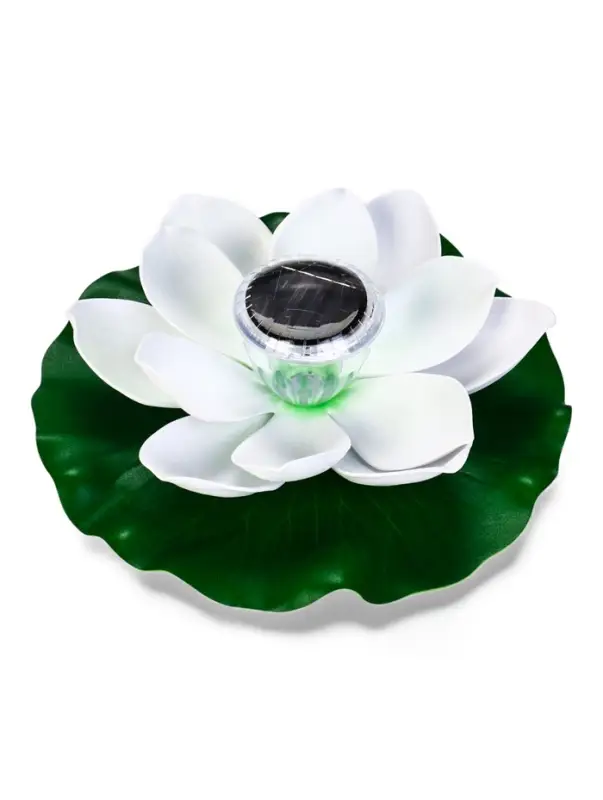 Садовый светильник для водоемов 28 х 28 х 9  см на солнечной бат-е "Лотос" бел N011