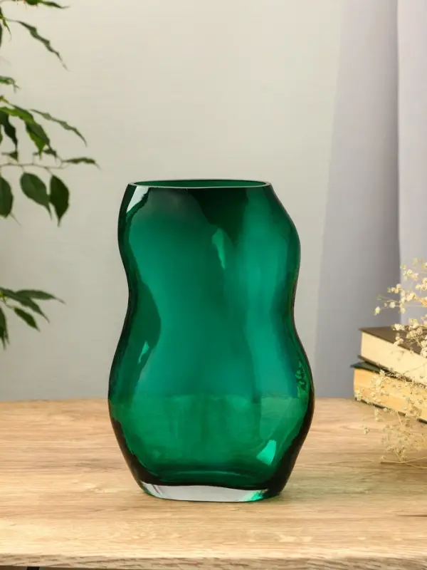 Ваза стекло настольная "Шерил" 27х16 см, зелёный