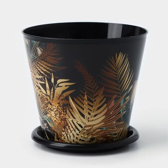 Горшок для цветов Доляна &laquo;Голди&raquo;, 800 мл, цвет чёрный
