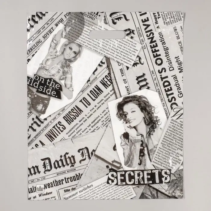 Пакет "Газетный микс" полиэтиленовый, с вырубной ручкой, 38 х 45 см, 60 мкм