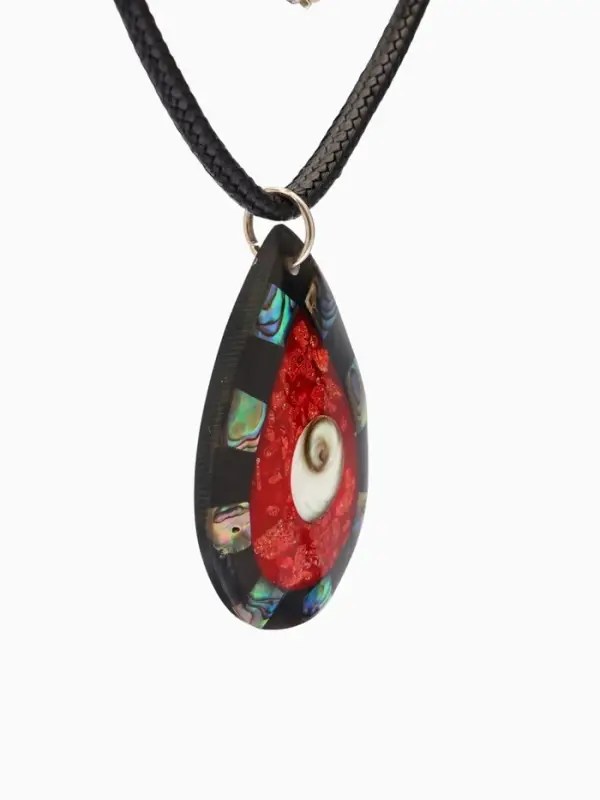 Кулон "Капля" ракушка 25,5 см, цв. чёрно-красный