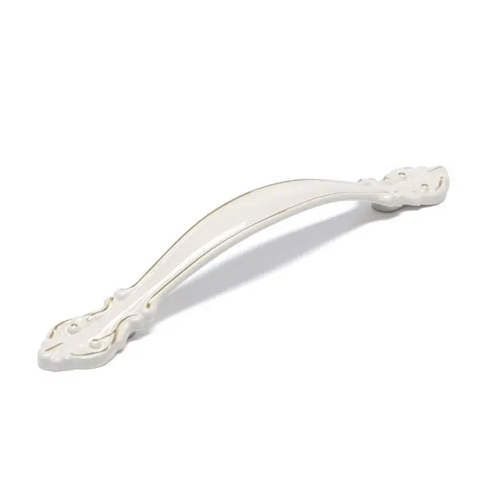 Ручка-скоба мебельная ТУНДРА LIGHT, м/о 96 мм, белая, с золотой вставкой