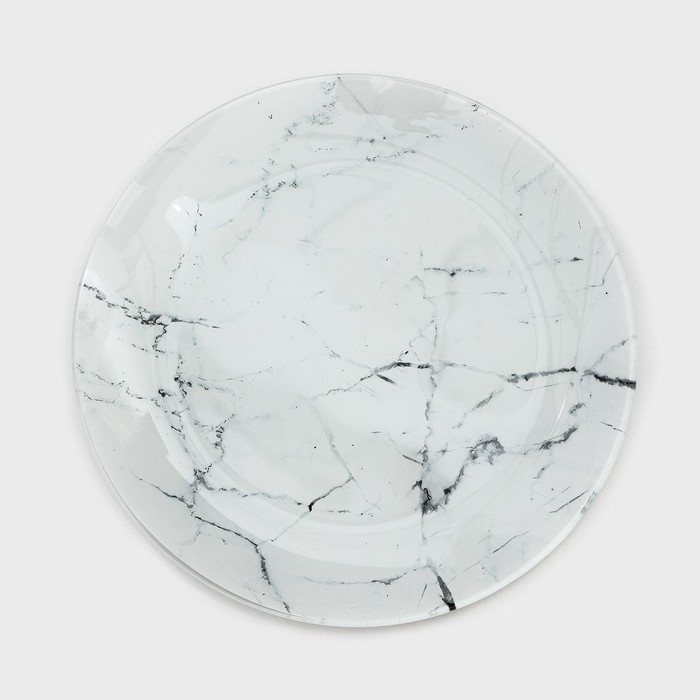 Набор столовый Доляна &laquo;Мрамор&raquo;, 7 предметов: тарелка d=30 см - 1 шт, d=21,5 см - 6 шт, цвет белый