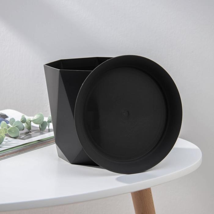 Горшок с поддоном &laquo;Призма&raquo;, 2.6 л, цвет графитовый