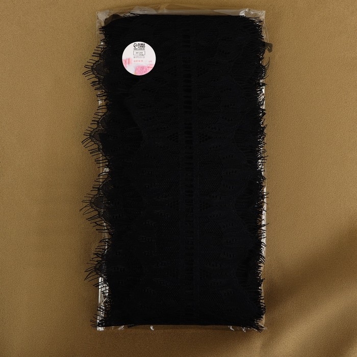 Кружево реснички, 85 мм &times; 9 &plusmn; 0,5 м, в бобине 3 шт по 3 м, цвет чёрный