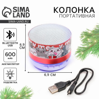 Колонка портативная новогодняя &laquo;Котята&raquo;, на Новый год, Bluetooth, USB, 6,9 х 6,9 х 5,2 см