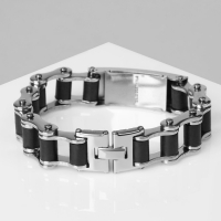 Браслет мужской &laquo;Стальной&raquo; рельсы, цвет чёрный в серебре, 20,5 см