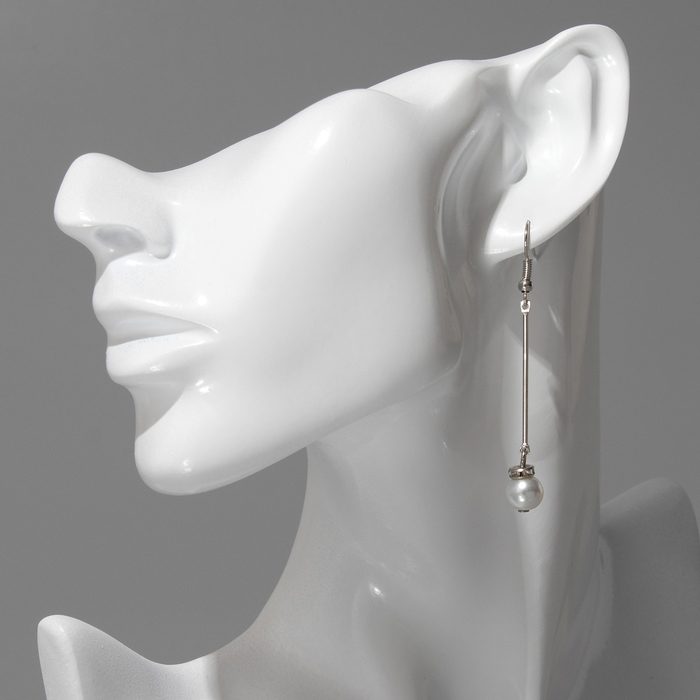 Серьги с жемчугом &laquo;Бусинки на палочке&raquo;, цвет белый