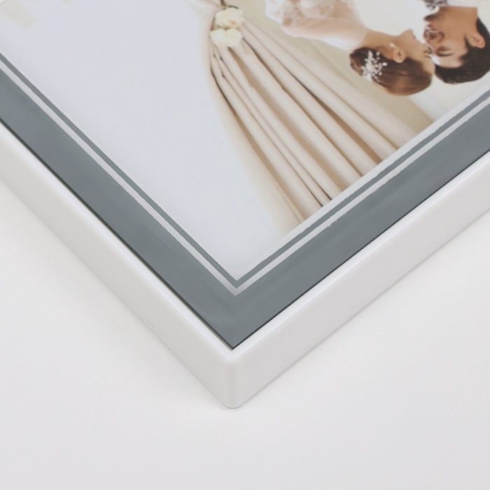 Фоторамка пластик на 2 фото 6х8,5 и 9х13 см "Яркие моменты" свет от USB, серебро 18х2х23 см   107050