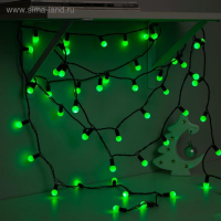 Гирлянда &laquo;Нить&raquo; 10 м с насадками &laquo;Шарики 1.5 см&raquo;, IP44, тёмная нить, 100 LED, свечение зелёное, 8 режимов, 220 В