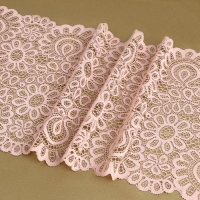 Кружевная эластичная ткань, 190 мм &times; 2,7 &plusmn; 0,5 м, цвет розово-бежевый