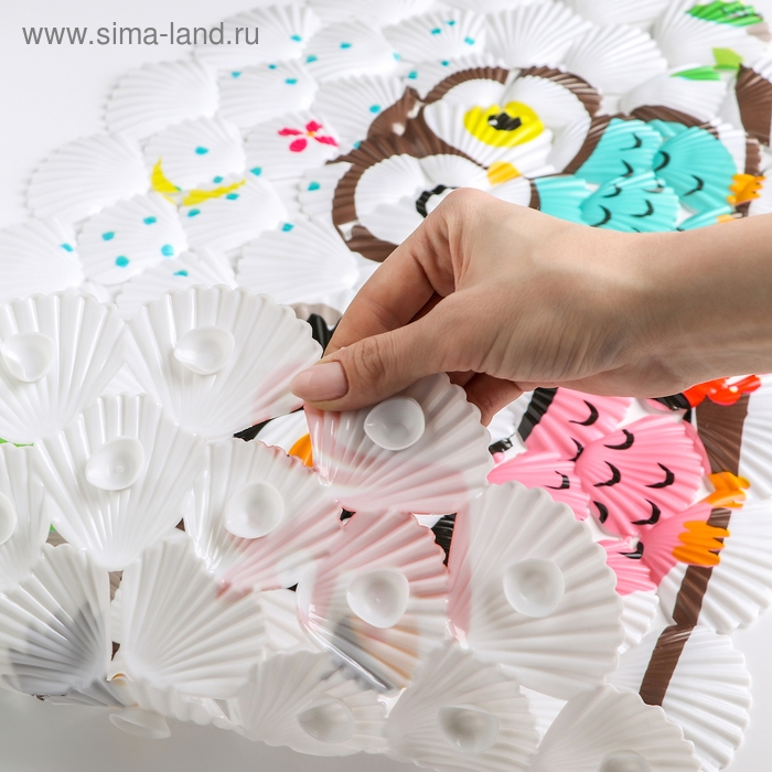 Коврик противоскользящий в ванну на присосках Доляна &laquo;Совы&raquo;, 37&times;68 см