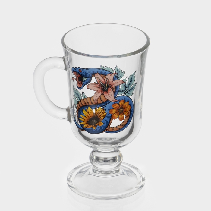 Кружка стеклянная для глинтвейна &laquo;Цветы и змеи&raquo;, 200 мл, МИКС