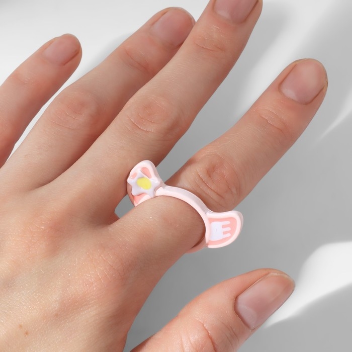 Кольцо &laquo;Монстрик&raquo; уши, цвет бело-розовый, безразмерное