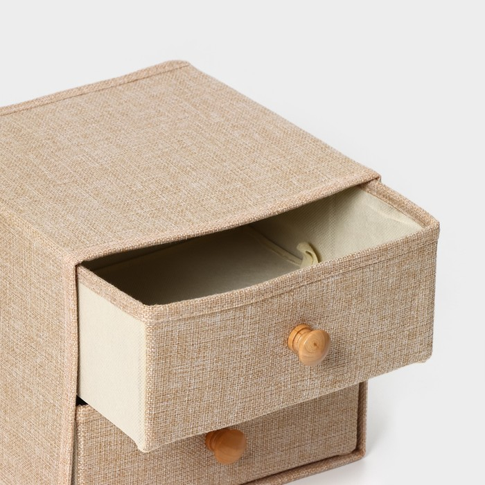 Короб LaDо́m &laquo;Франческа&raquo;, 2 выдвижных ящика, 22&times;22&times;20,5 см, цвет бежевый