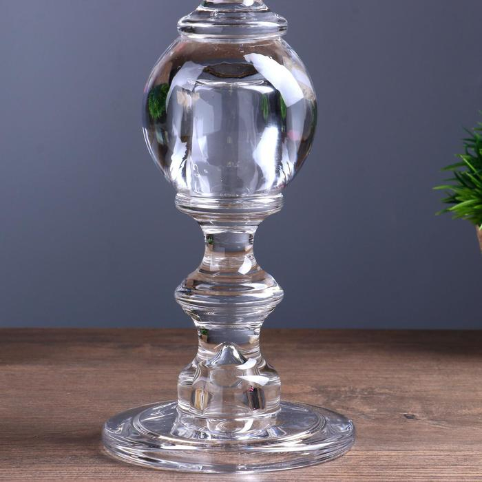 Подсвечник стекло на 1 свечу двусторонний "Классический с шаром" прозрачный 30х11,3х11,3 см