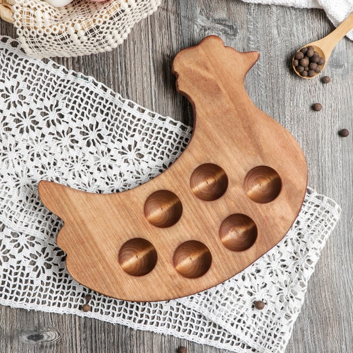 Подставка для яиц Adelica &laquo;Ряба&raquo;, 6 отделений, 20&times;25&times;1,8 см, массив берёзы