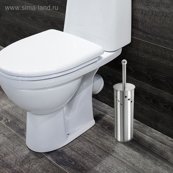 Ёршик для унитаза с подставкой &laquo;Звёзды&raquo;, 9&times;10&times;40 см, цвет хром